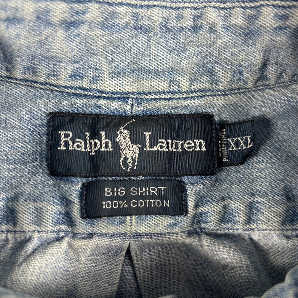 Ralph Lauren Denim Shirt Mens XXL Blue Big Shirt Long Sleeve Button Down Cotton - Picture 6 of 9